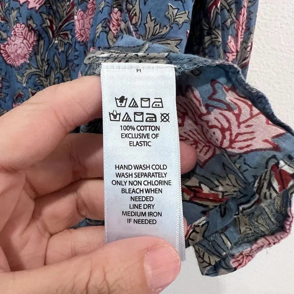 Rachel Zoe Women's Cotton Split Neck Peasant Blouse Floral Medium Boho Cottage - Picture 5 of 10